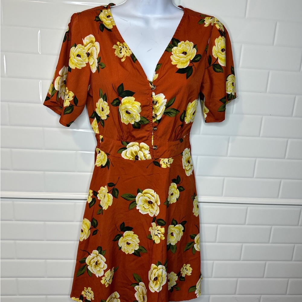 Speed Control Orange Floral Mini Dress